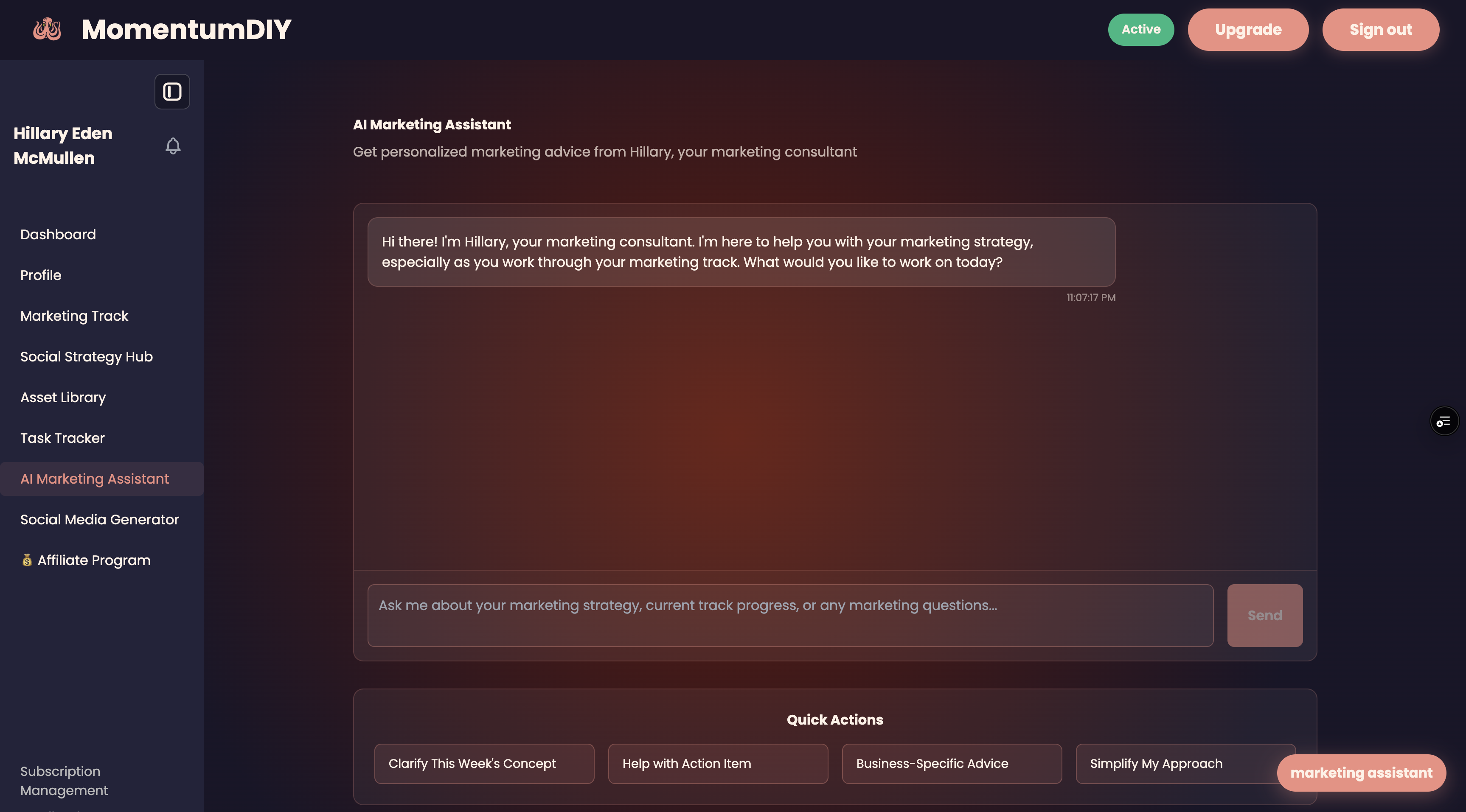 AI Advisor Interface