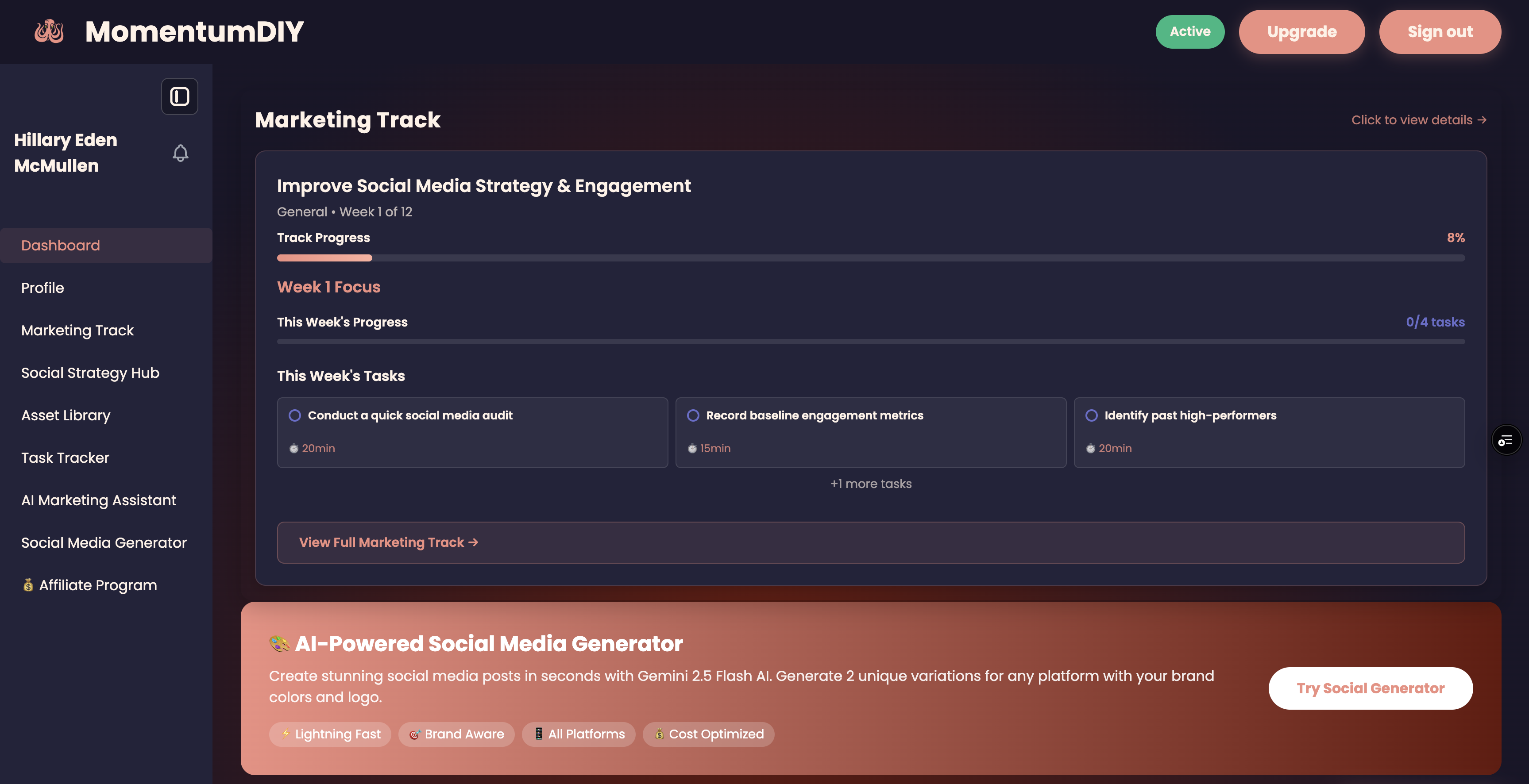 Weekly Track Dashboard